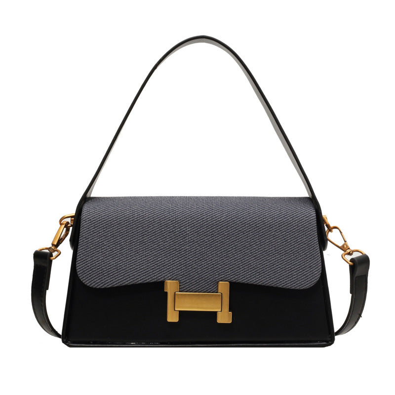 Bag Women's Bag 2024 New Niche Design Textive Simple Fashion Shoulder Crossbody Bag Stylish H-Button Small Square Bag