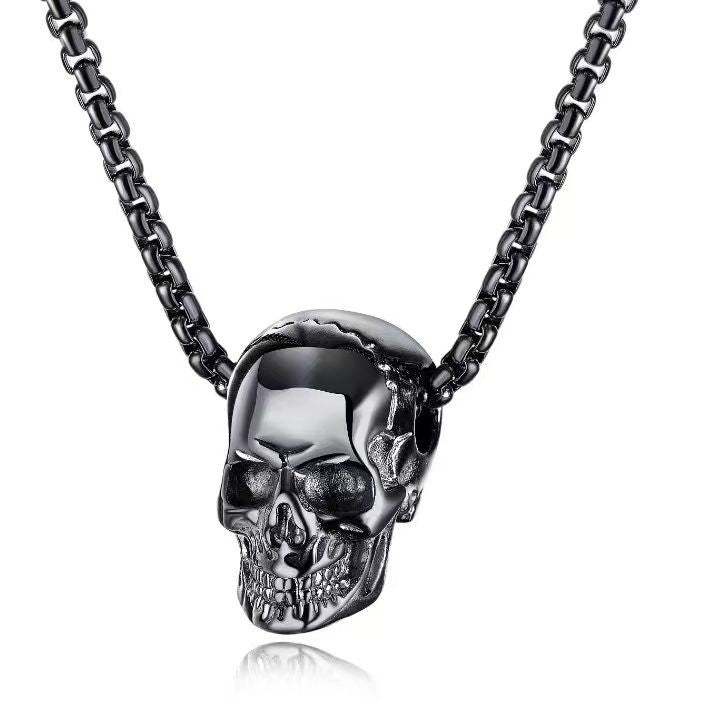 Cross-border Explosions Titanium Steel Anti-fading Oil Pressure Skull Head Accessories Hip-hop Punk Men's Pendant Manufacturers Accessories Wholesale