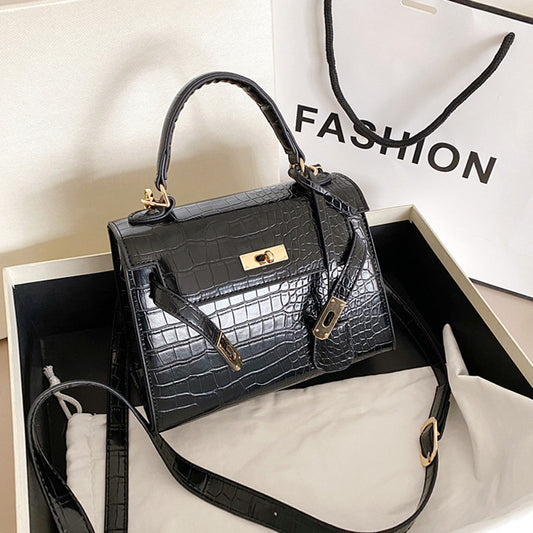 European And American Simple Bags Crocodile Pattern Women's Portable Kelly Bag 2023 New Fashion Western Style Shoulder Crossbody Bag