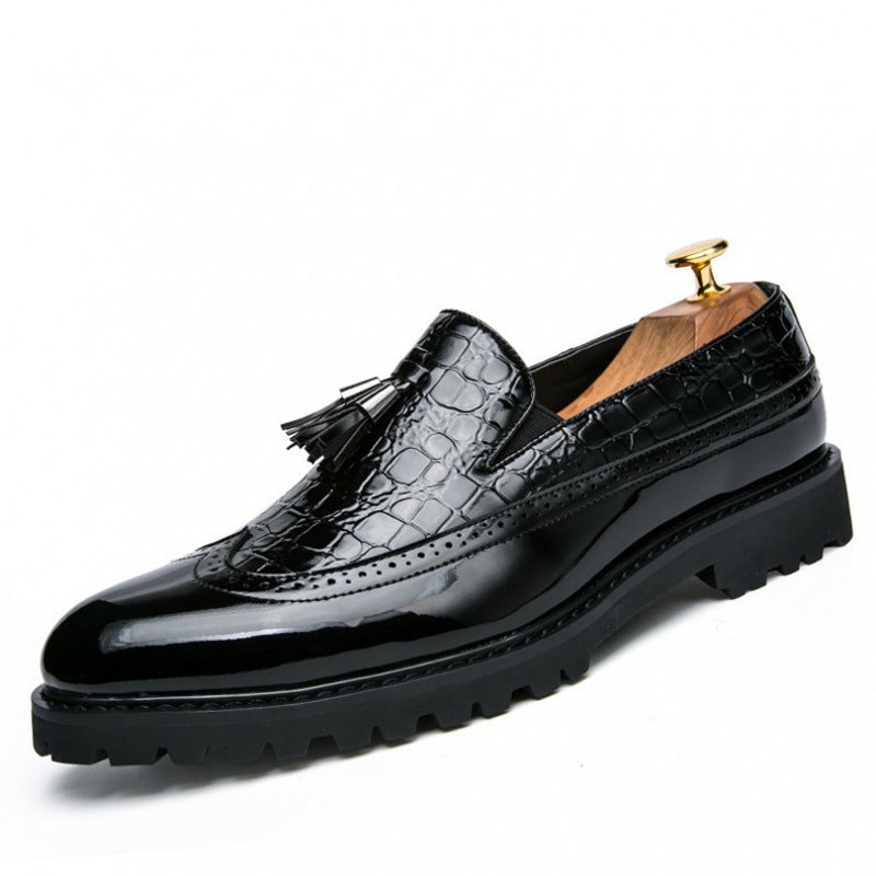 2025 New Leather Shoes Export Korean Style Trendyy Fashion Slip-On Casual Leather Shoes Men's Brocade Flower