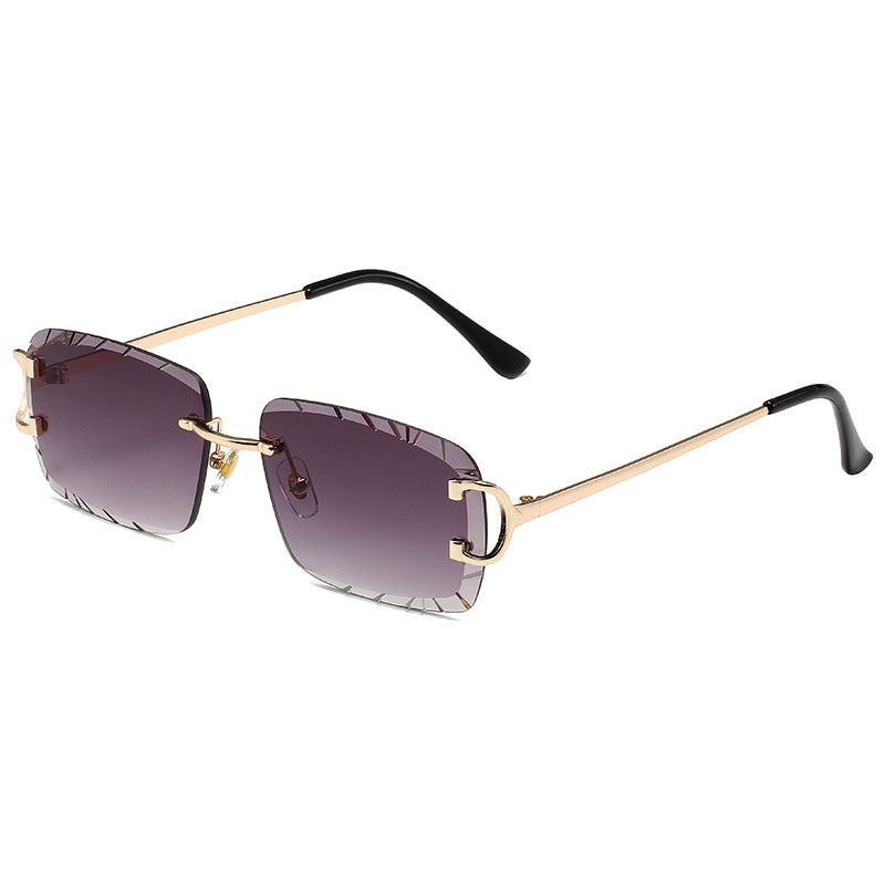 2023 Frameless Trim Square Inverted Edge Sunglasses Metal Female European And American Ins Street Photography Trendy Sunglasses Cross-border Wholesale