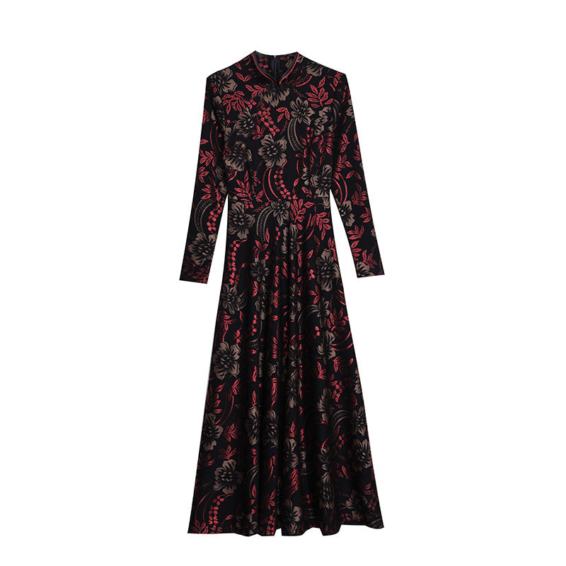 Floral Mid-length Dress Women's 2024 Spring New Korean Style Western Style Wide Lady Slimming A- Line Skirt Fashion