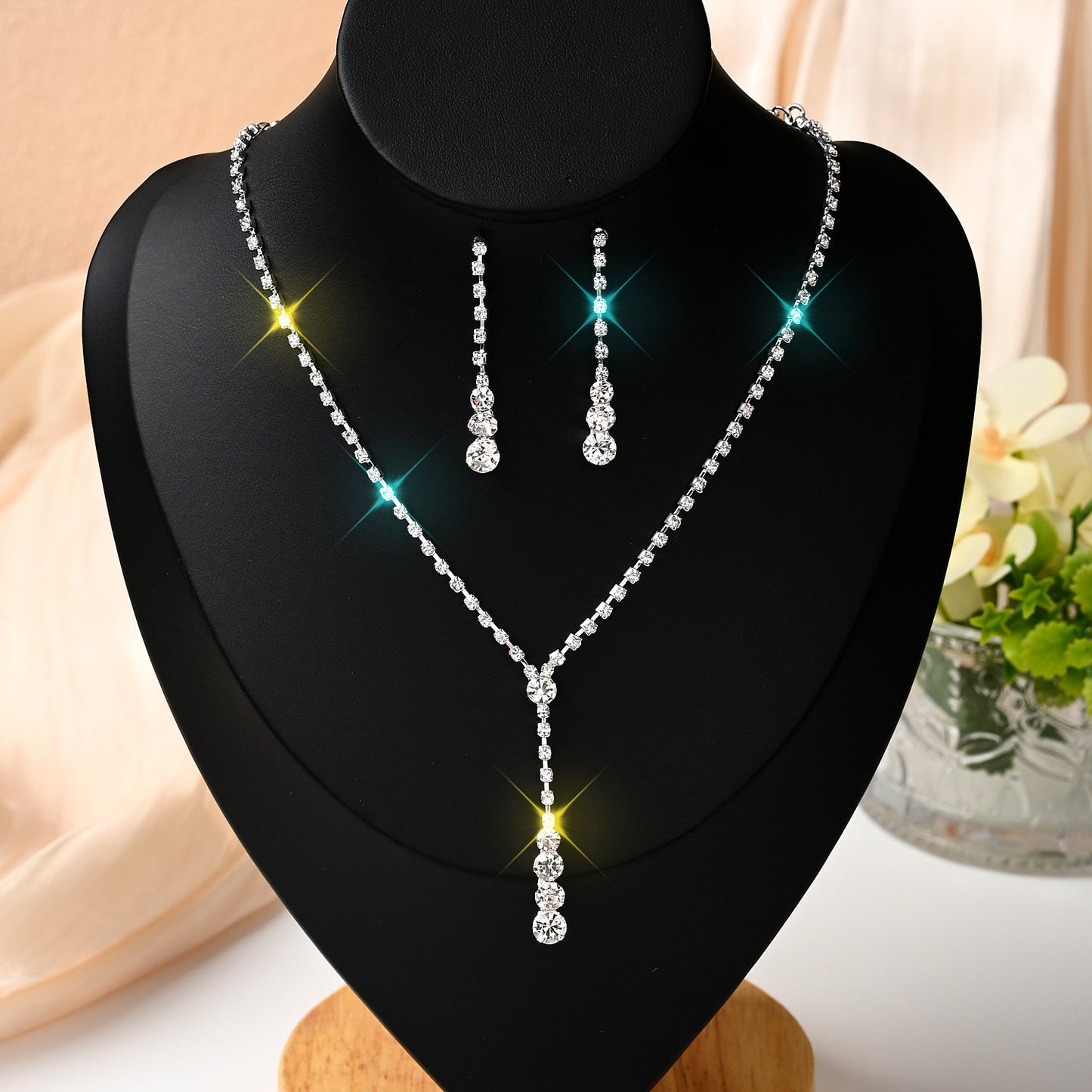 Cross-border Explosions Bridal Jewelry Necklace Rhinestone Zircon Wedding Dress Women's Wedding Accessories High-end Two-piece Set