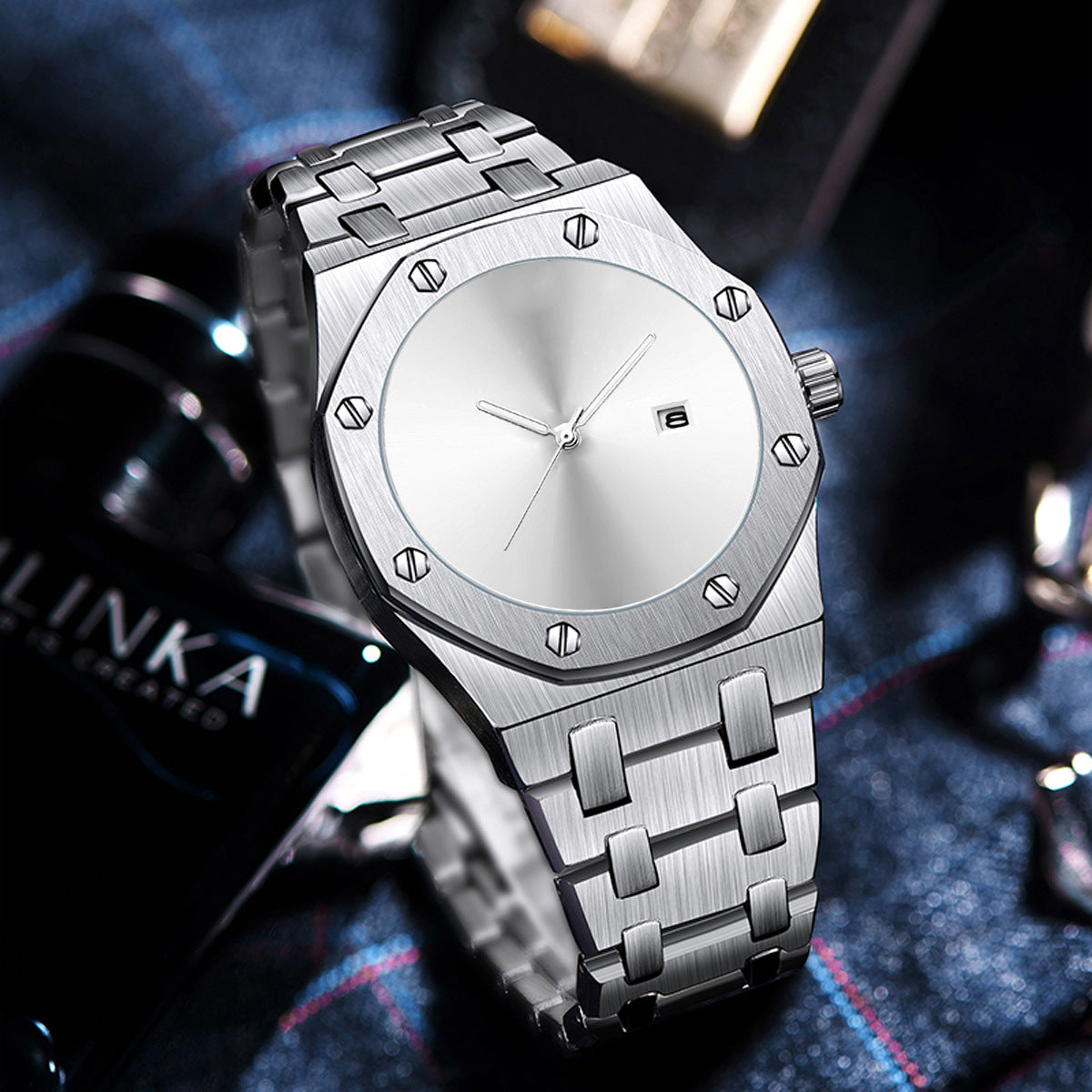 PINTIME/product Time Foreign Trade Cross-border E-commerce Men's Watch Personality Creative Trendy Black Technology Cool Steel Belt Watch