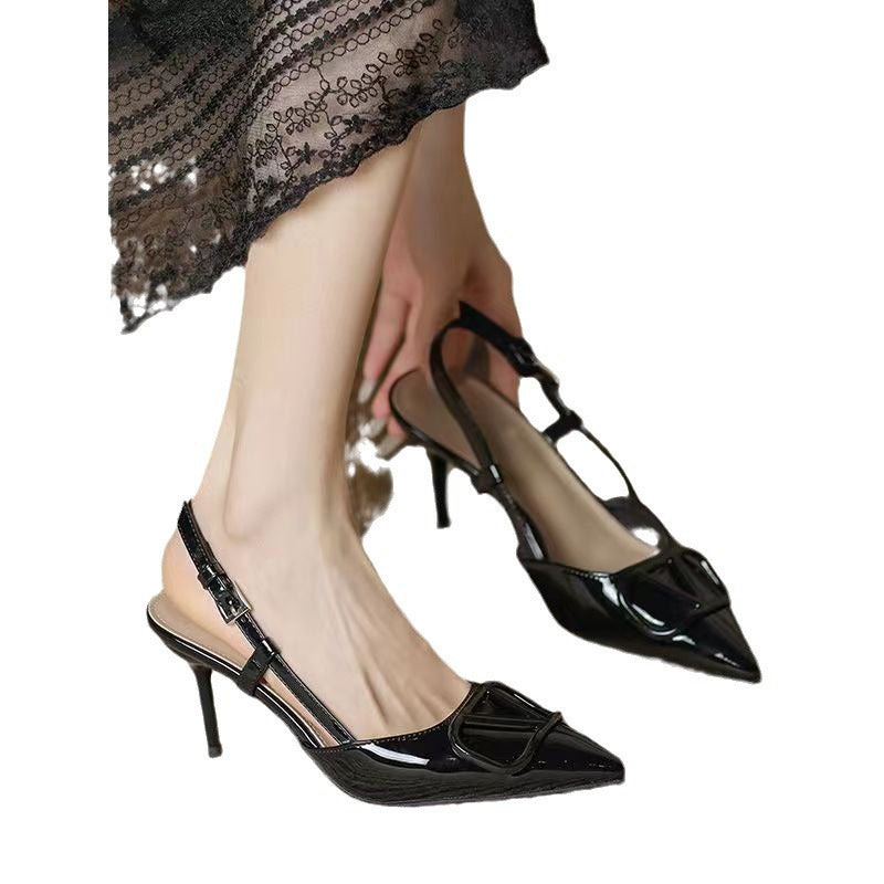 High Heels Women's French Style Spring And Summer Shallow Mouth Wedding Shoes Plus Size Fashion 2024 Nude Chanel Style All-match Thin Heel Baotou