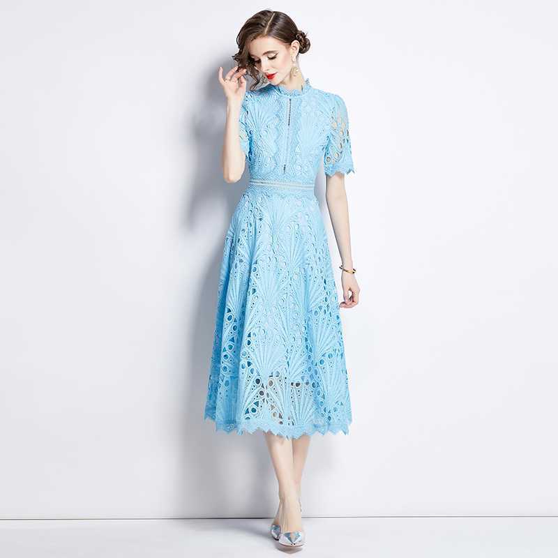 Socialite High-class Lace Dress Women's Summer Crochet Embroidery Design Niche Chic Dairy Elegant Skirt