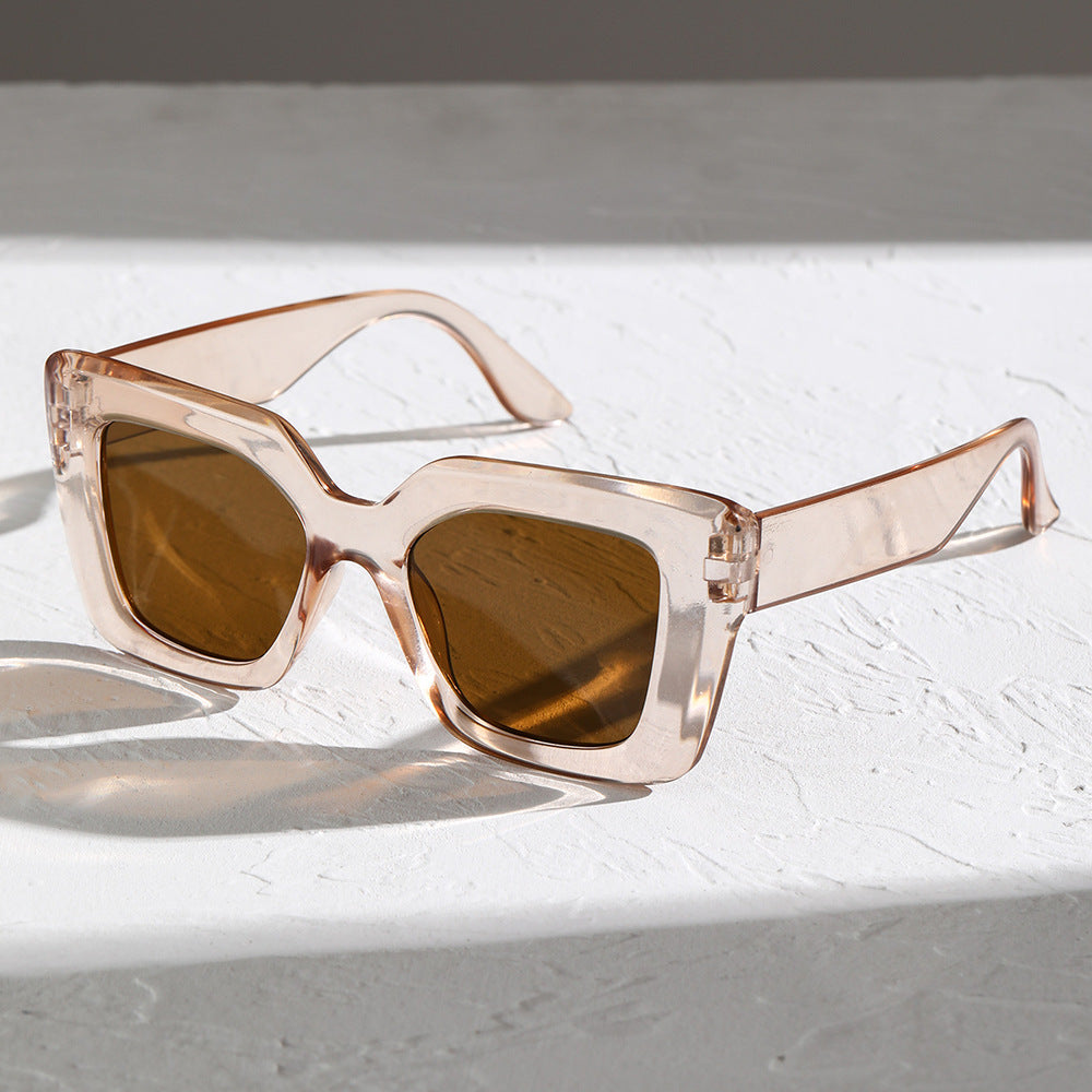 European And American Simple Large-frame Women's Sunglasses Ins Same Style All-match Jelly Color Fashion 2024 Sunglasses Street Shooting Cross-border
