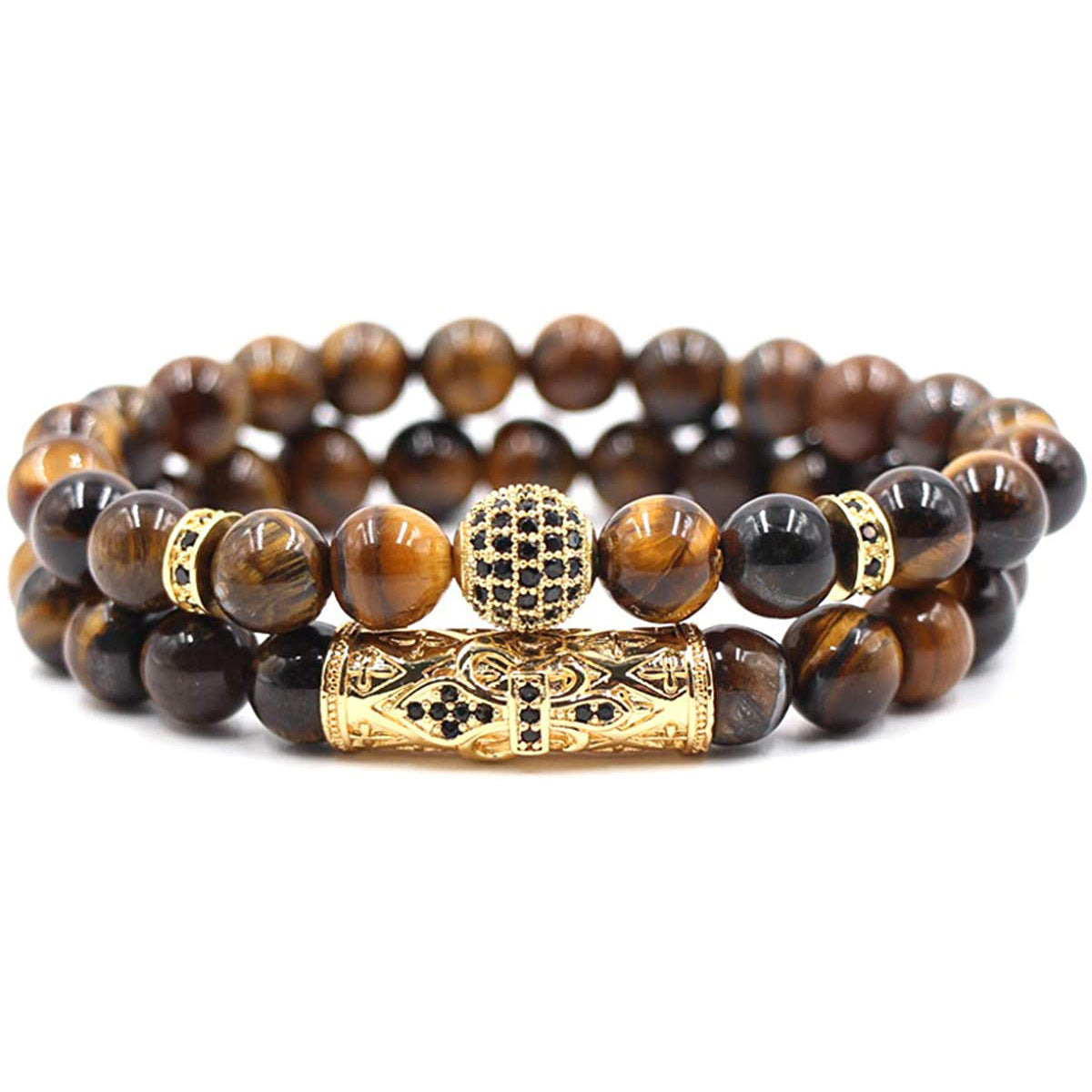 Cross-border Explosions Natural Stone Micro-inlaid Copper Bracelet Tiger Eye Zircon Bracelet Jewelry Factory Direct Sales