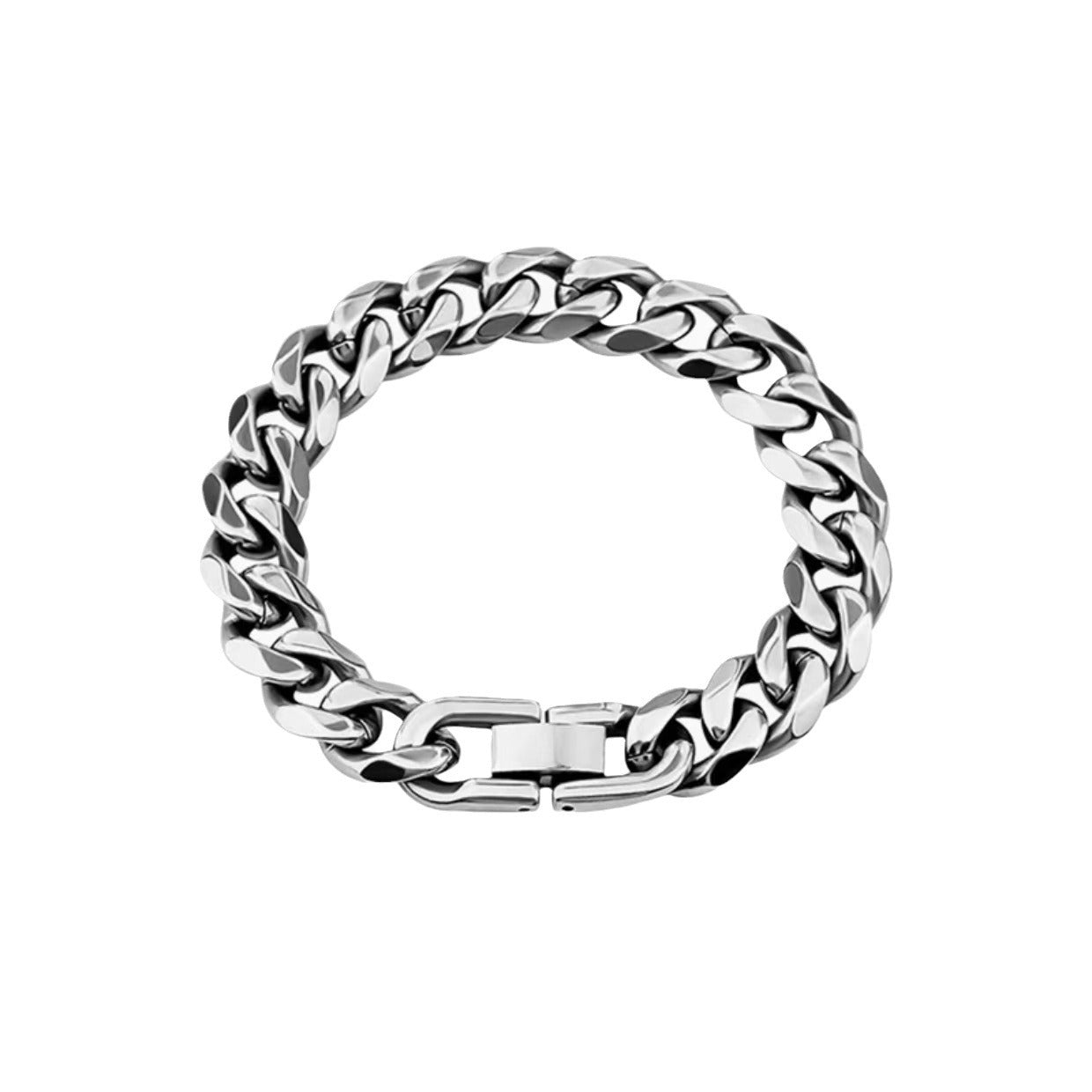 Titanium Steel Men's Cuban Bracelet Fashion Trend All-match Ins Thick Bracelet Men's Jewelry Buckle Polished Bracelet