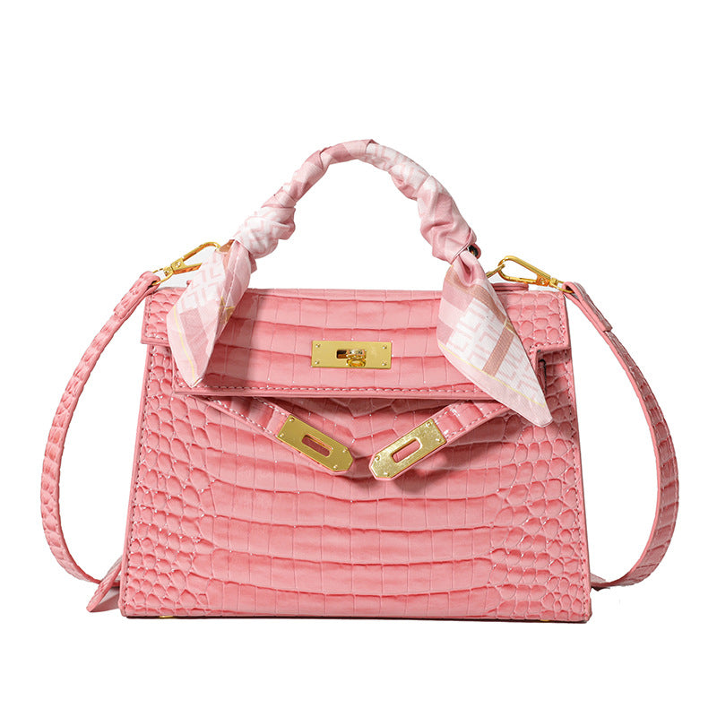 Cross-border Texturized Kelly Bag 2024 Summer New Handbag Crocodile Pattern Shoulder Bag Vintage All-match Crossbody Bag For Women
