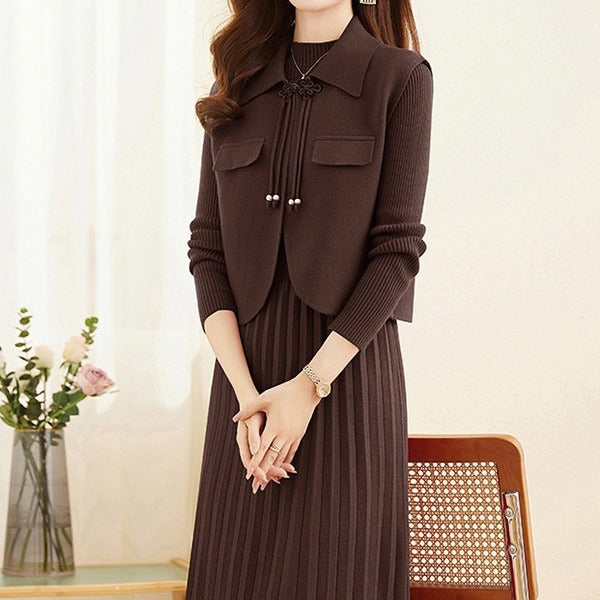 High-end Fashion Sweater Suit Skirt Women's Autumn And Winter 2023 New Chanel Style Two-piece French Knitted Dress
