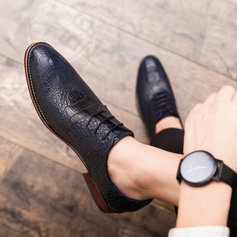 8691 Plus Size Crocodile Style Leather Shoes Slip-on Stylist Korean Style Men&#039;s Shoes British Casual Dress Business Shoes