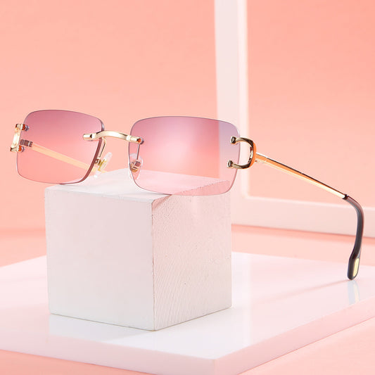 50708 Square Frameless Trimming Sunglasses Women&#039;s European And American Fashion INS Style Street Fashion Sunglasses Personalized Small Glasses