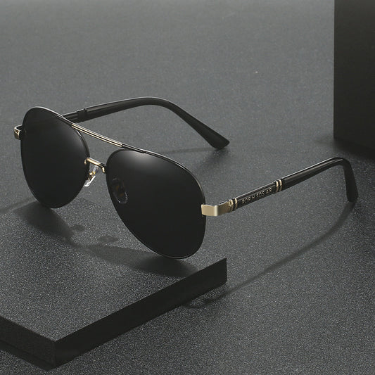2024 New Polarized Sunglasses Photosensitive Photochromic Men&#039;s Sunglasses Metal Frog Glasses Black Frame Glasses Factory Wholesale