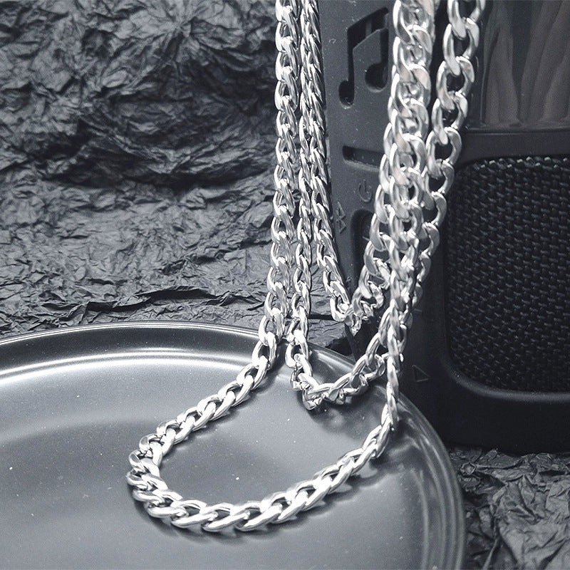 Cuba Necklace 2024 New Female Ins Hip Hop Cold Style Men&#039;s Niche Trendy Internet Popular Trendy En K Titanium Steel Chain