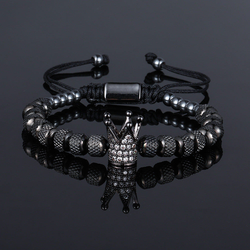 European And American Cross-border Explosions Retro Joker Stainless Steel Pineapple Beads Woven Bracelet Crown Roman Numerals Suit Bracelet