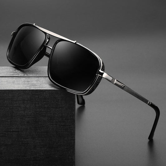 Cross-Border New Harley Sunglasses, Fashionable Driving Glasses, Retro Thickened Edge Double Bridge Metal Punk Men&#039;s Sunglasses
