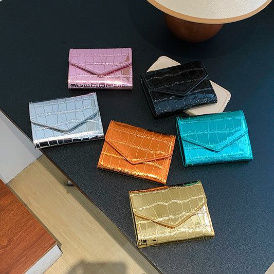 New Style Card Bag Women&#039;s Mini Korean-style Stone Pattern Multifunctional Anti-degaussing Multi-card Bright Cross-border Retro Card Bag