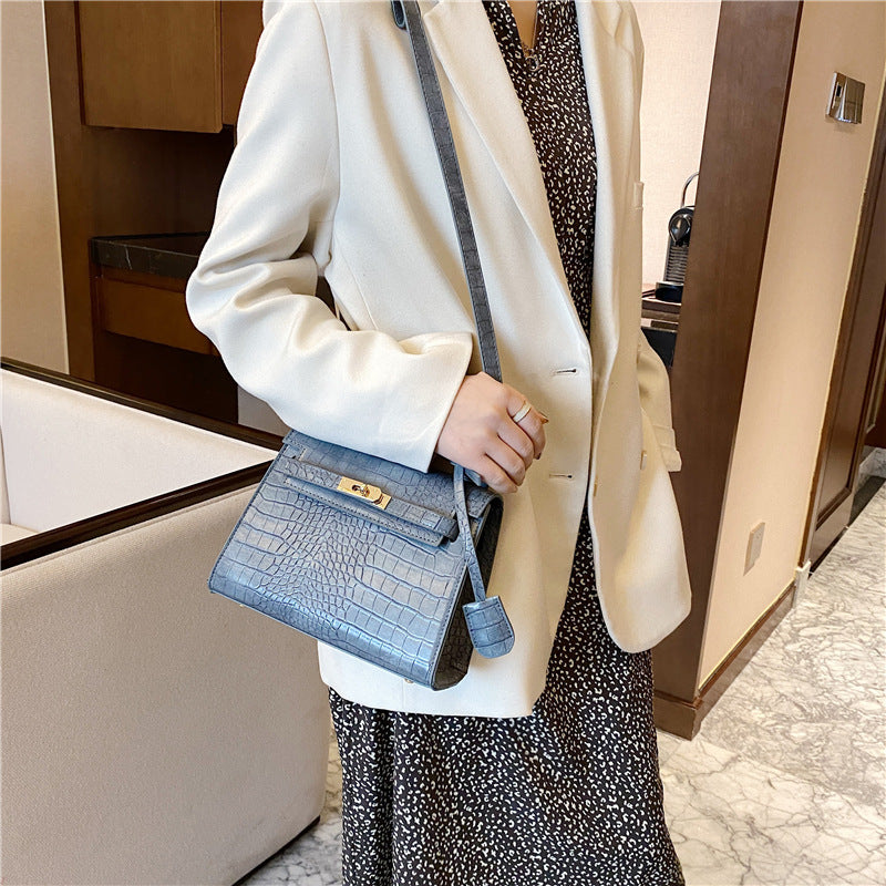 European And American Simple Bags Crocodile Pattern Women&#039;s Portable Kelly Bag 2023 New Fashion Western Style Shoulder Crossbody Bag