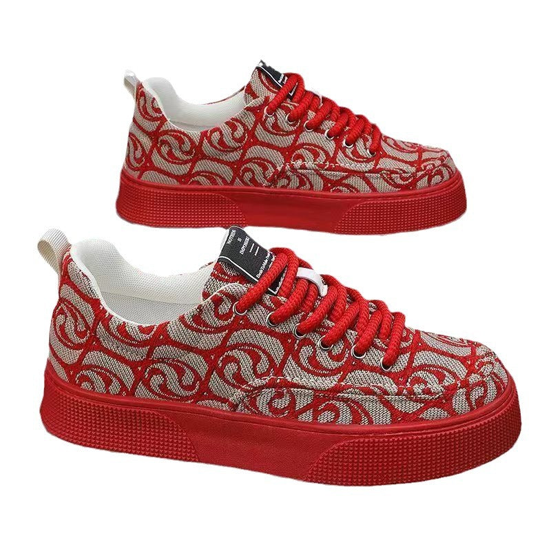 Canvas Shoes Men&#039;s Low-top Summer 2024 New Niche Low-top Printed Sneakers Men&#039;s Thick-soled Sports Casual Trendy Shoes