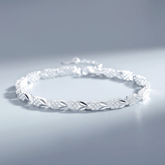 Silver Clover Bracelet Women&#039;s Lucky Heart-shaped Silver Bracelet Adjustable Silver-plated Bracelet Heart-shaped 520 Gift