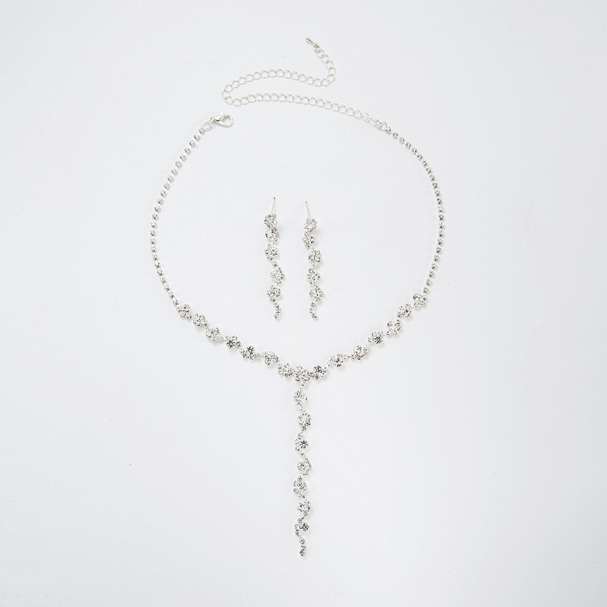 Cross-border Explosions Bridal Jewelry Necklace Rhinestone Zircon Wedding Dress Women&#039;s Wedding Accessories High-end Two-piece Set