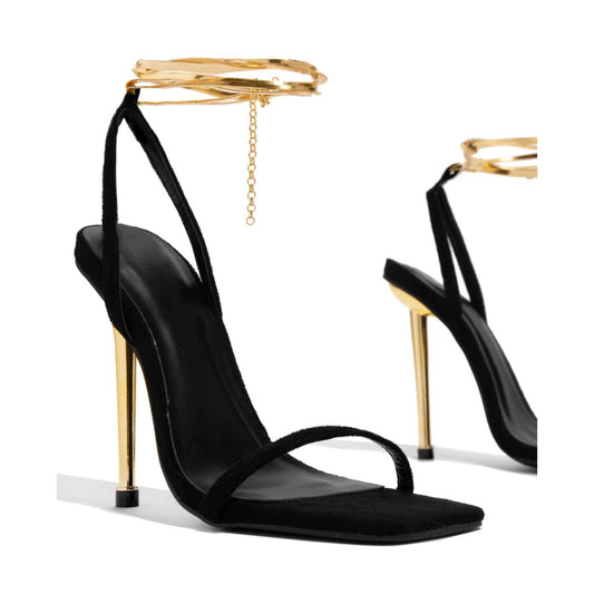 Foreign Trade Large Size Thin Heel Sexy Strap Sandals 2023 Summer New Women&#039;s Shoes European And American Square Head Elegant Sandals