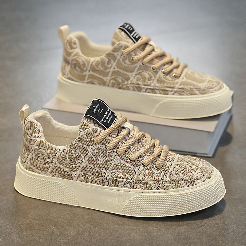 Canvas Shoes Men&#039;s Low-top Summer 2024 New Niche Low-top Printed Sneakers Men&#039;s Thick-soled Sports Casual Trendy Shoes