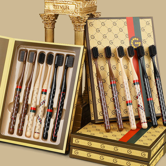 [6 Gift Box] New Luxury Independent Packaging High-grade Soft Hair Wide Head Adult Family Couple Toothbrush