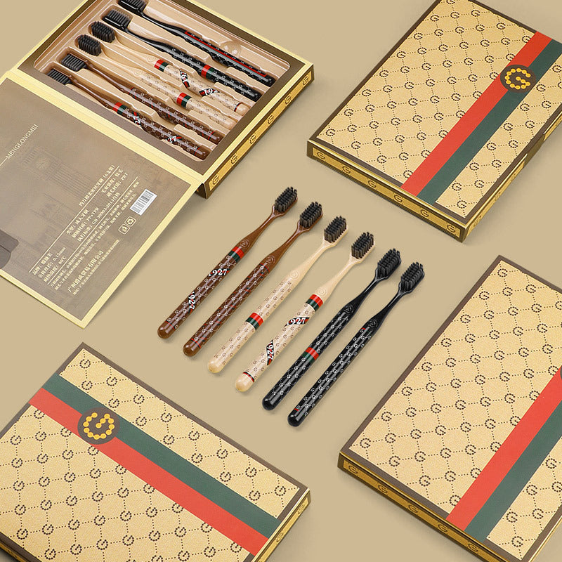 [6 Gift Box] New Luxury Independent Packaging High-grade Soft Hair Wide Head Adult Family Couple Toothbrush