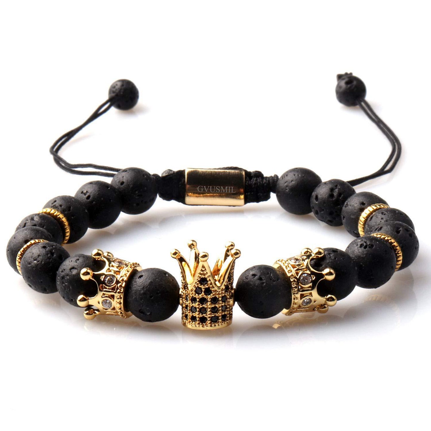 Crown Bracelet Natural Tiger Eye Turquoise Volcanic Stone Hexagonal Diamond-embedded Yoga Bracelet Micro-inlaid Buddha Beads Crown Bracelet