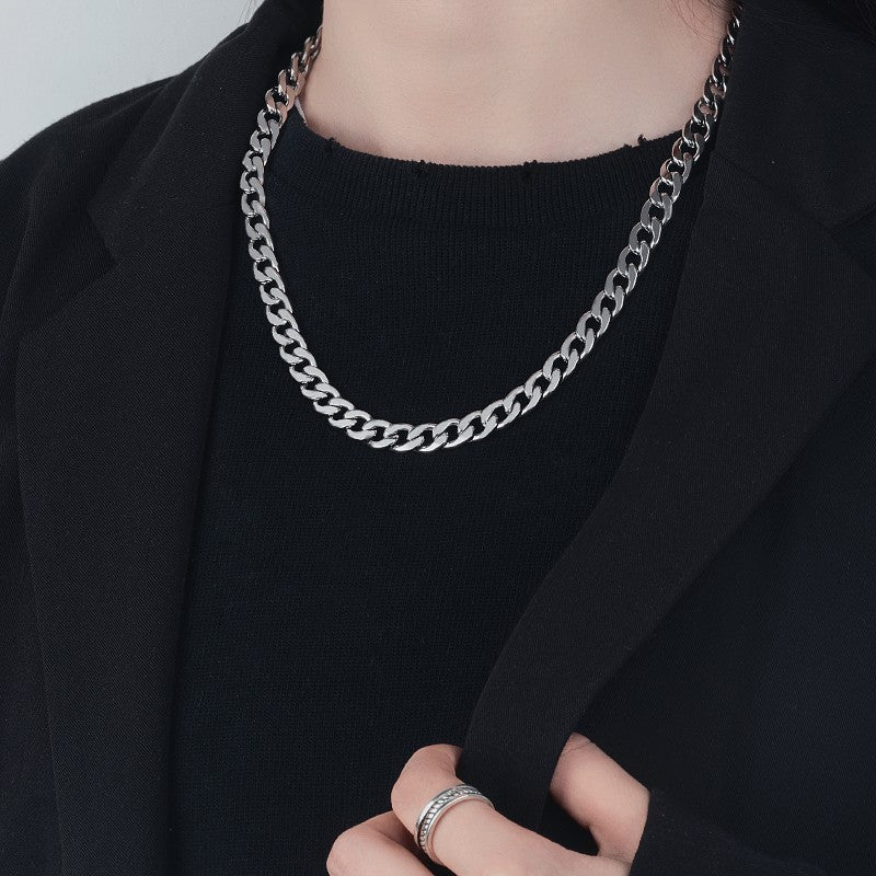 Cuba Necklace 2024 New Female Ins Hip Hop Cold Style Men&#039;s Niche Trendy Internet Popular Trendy En K Titanium Steel Chain
